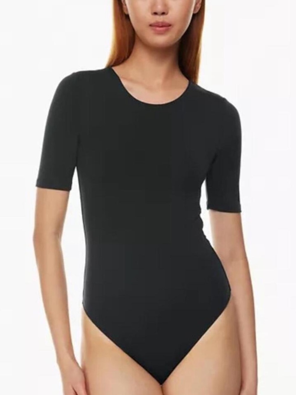Aritzia Babaton Contour Half Sleeve Black Bodysuit